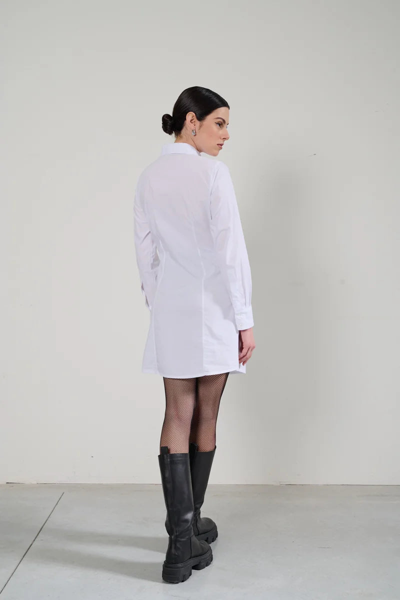 Camicia lunga in popeline di cotone