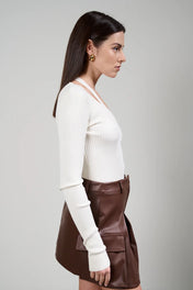 Maglia scollo a v a costine