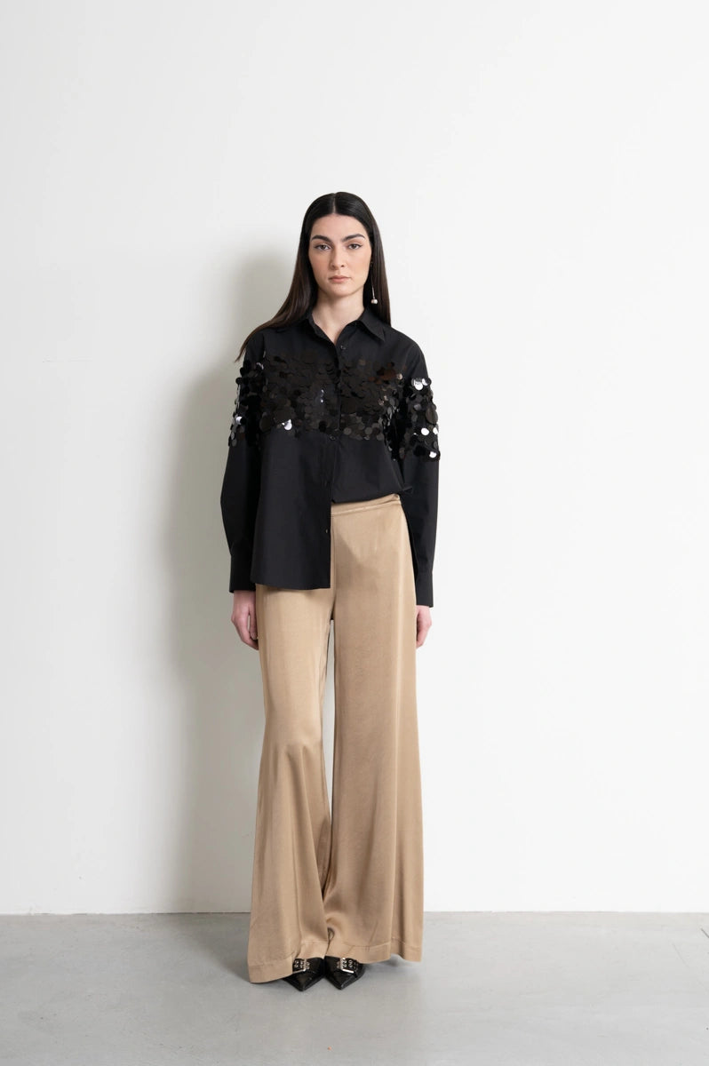 Pantalone palazzo in raso