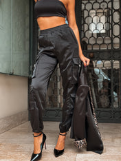 PANTALONI CARGO IN RASO