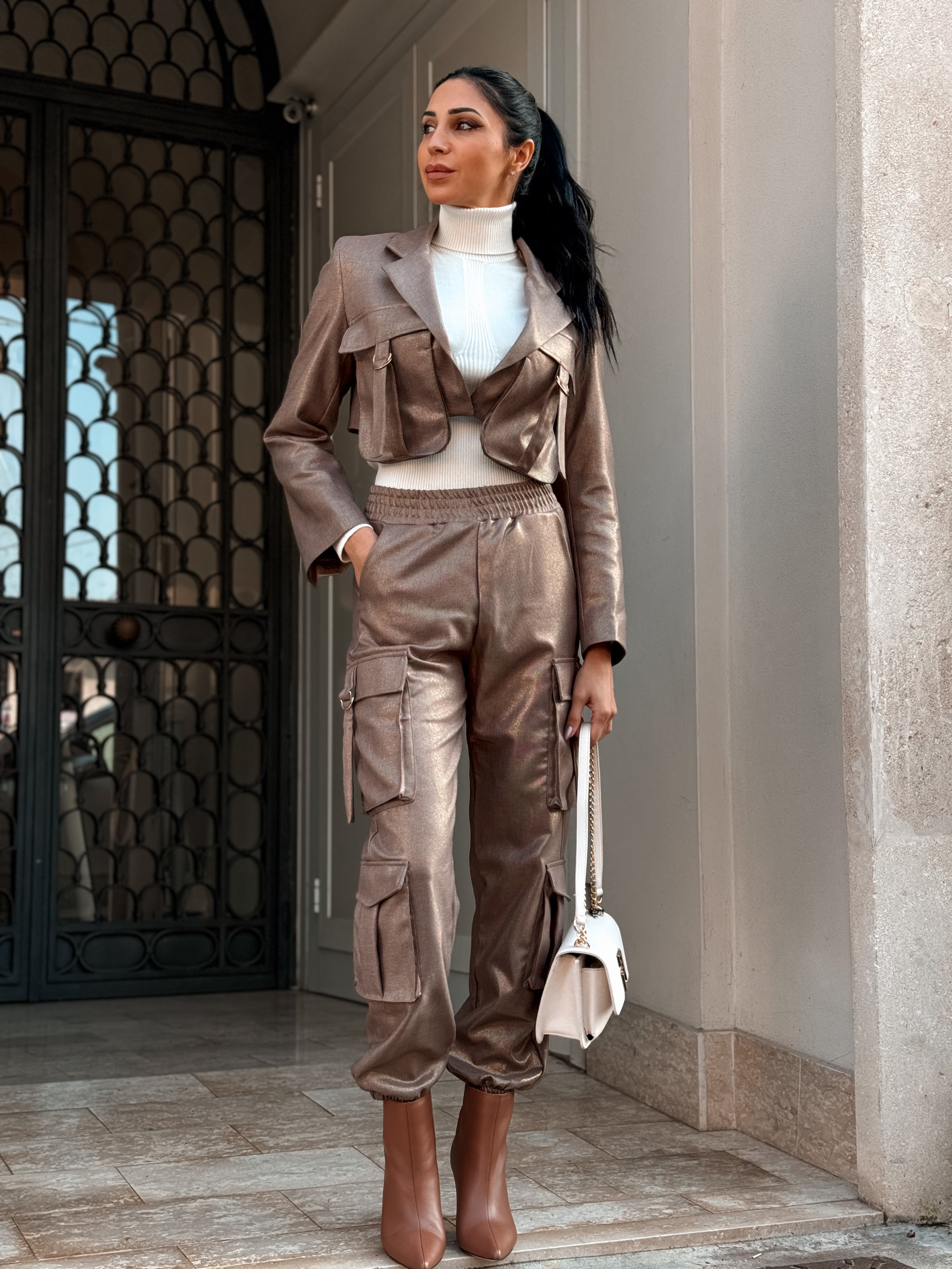 BLAZER CROP LAMINATO