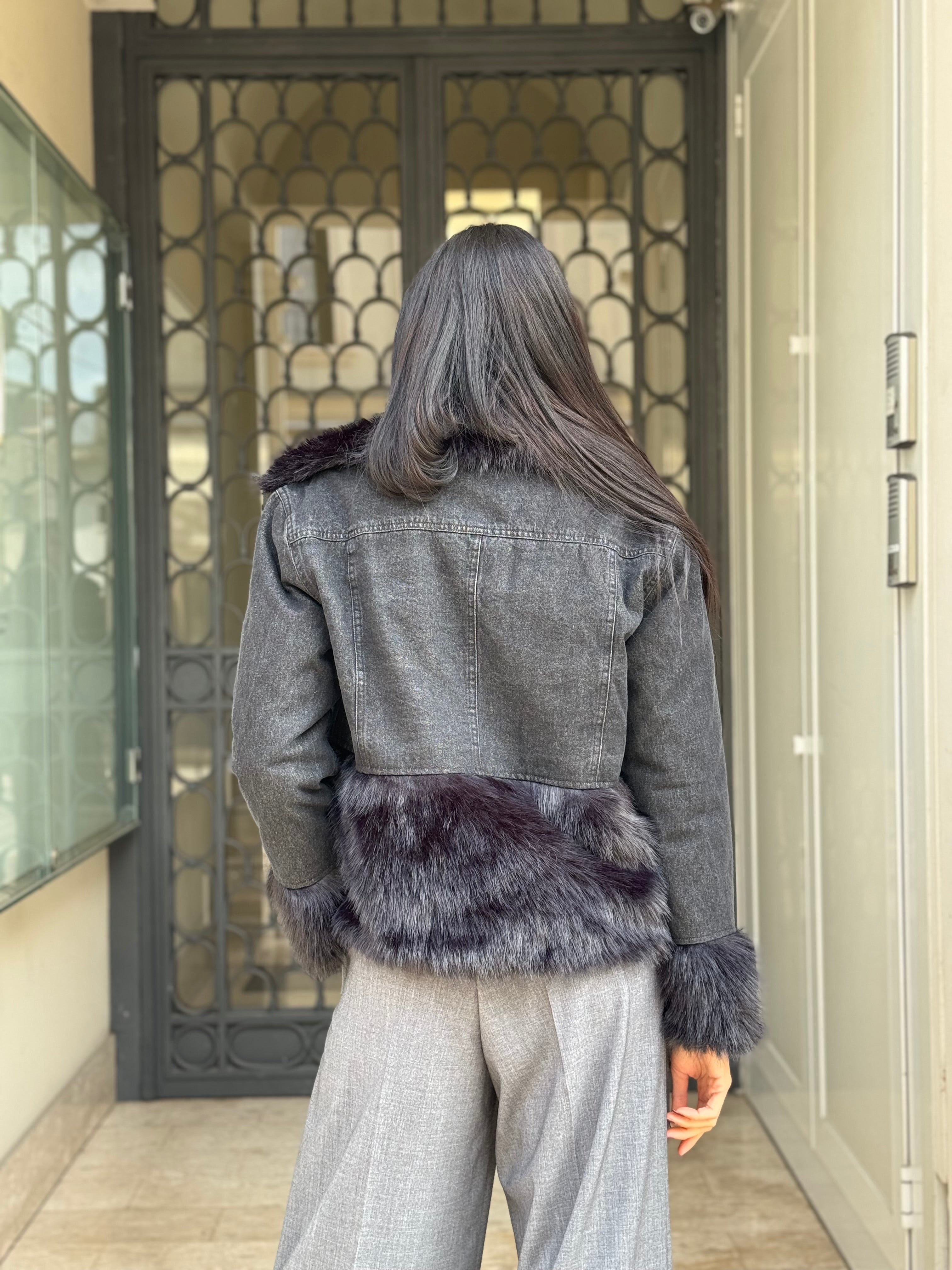 GIUBBINO DENIM CON ECOPELLICCIA