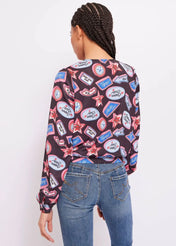 BLUSA STAMPATA IN RASO