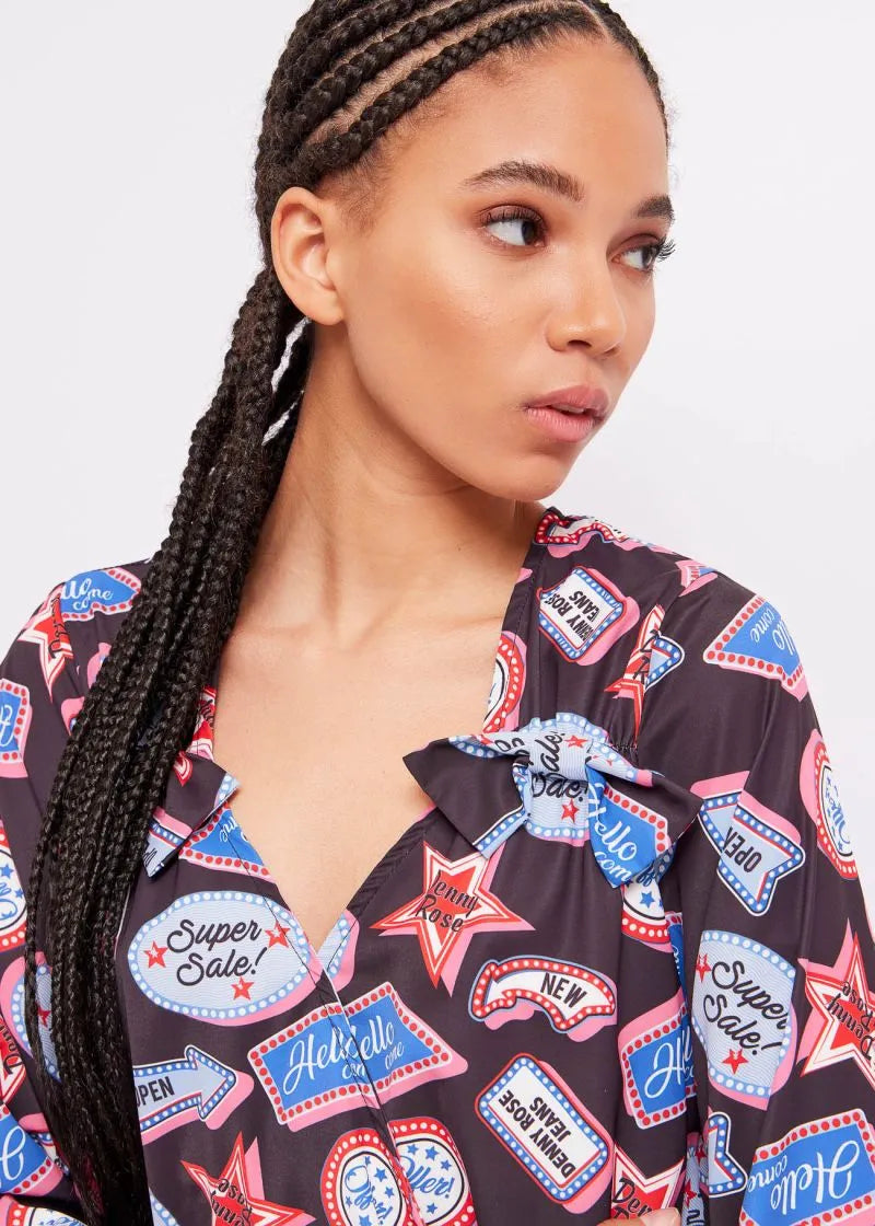 BLUSA STAMPATA IN RASO