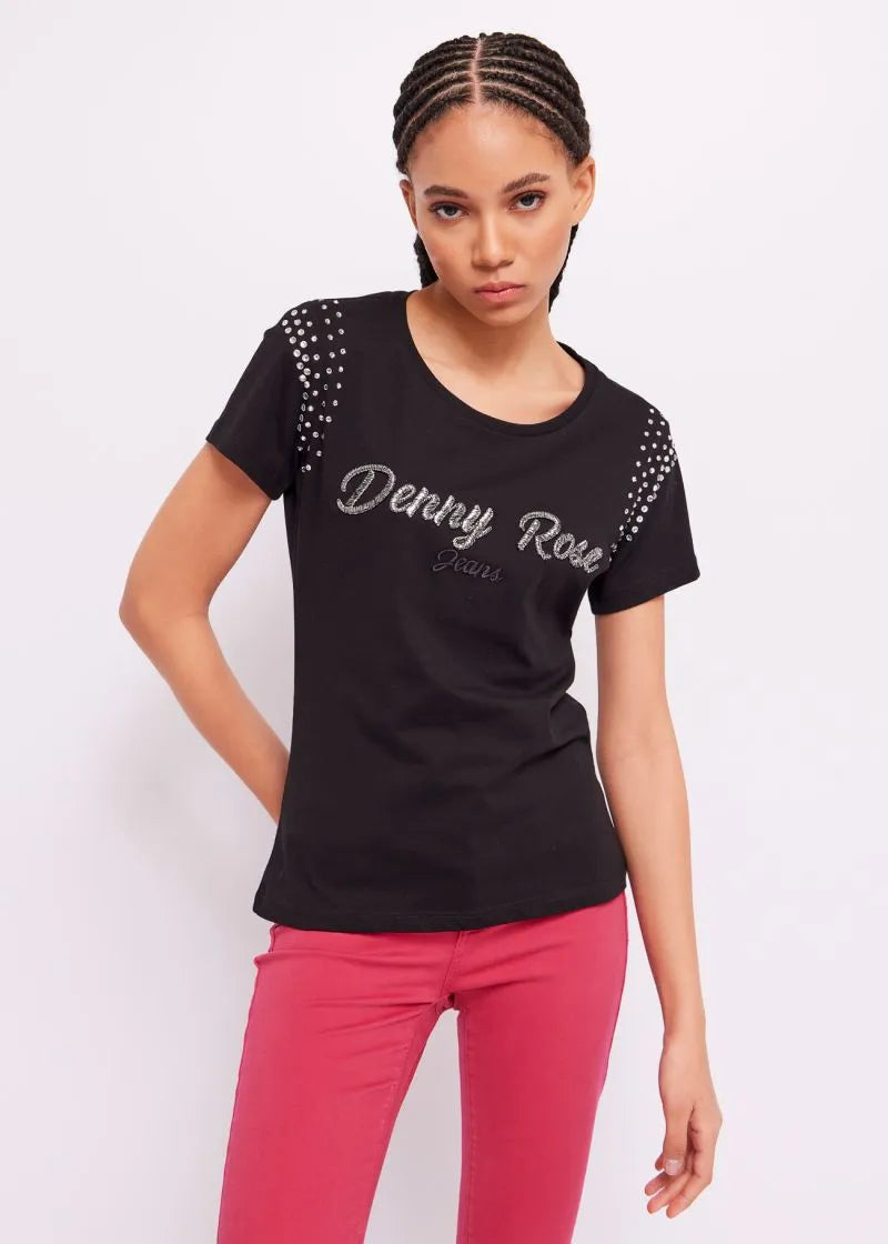 Tshirt con logo e strass