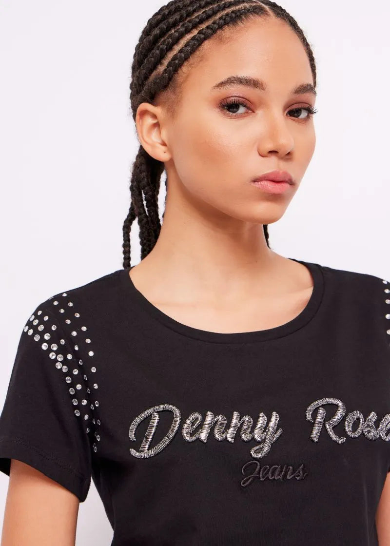 Tshirt con logo e strass