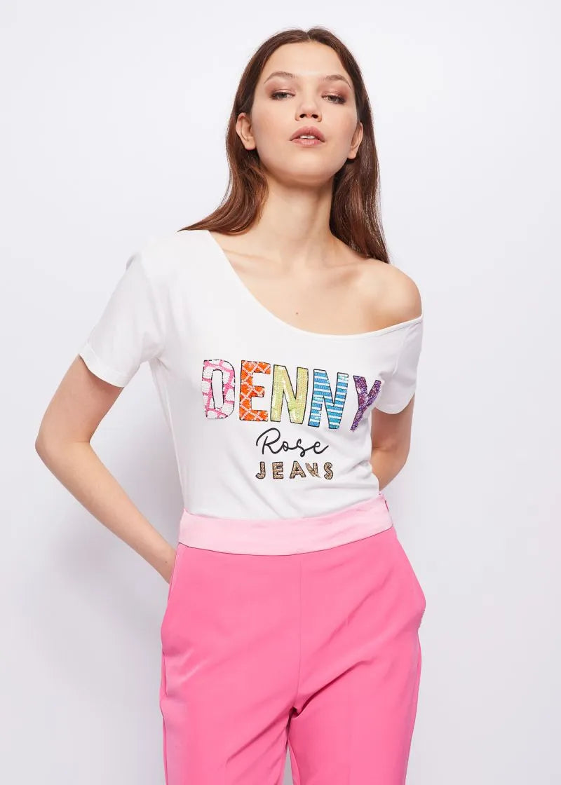 Tshirt con lavorazione di strass