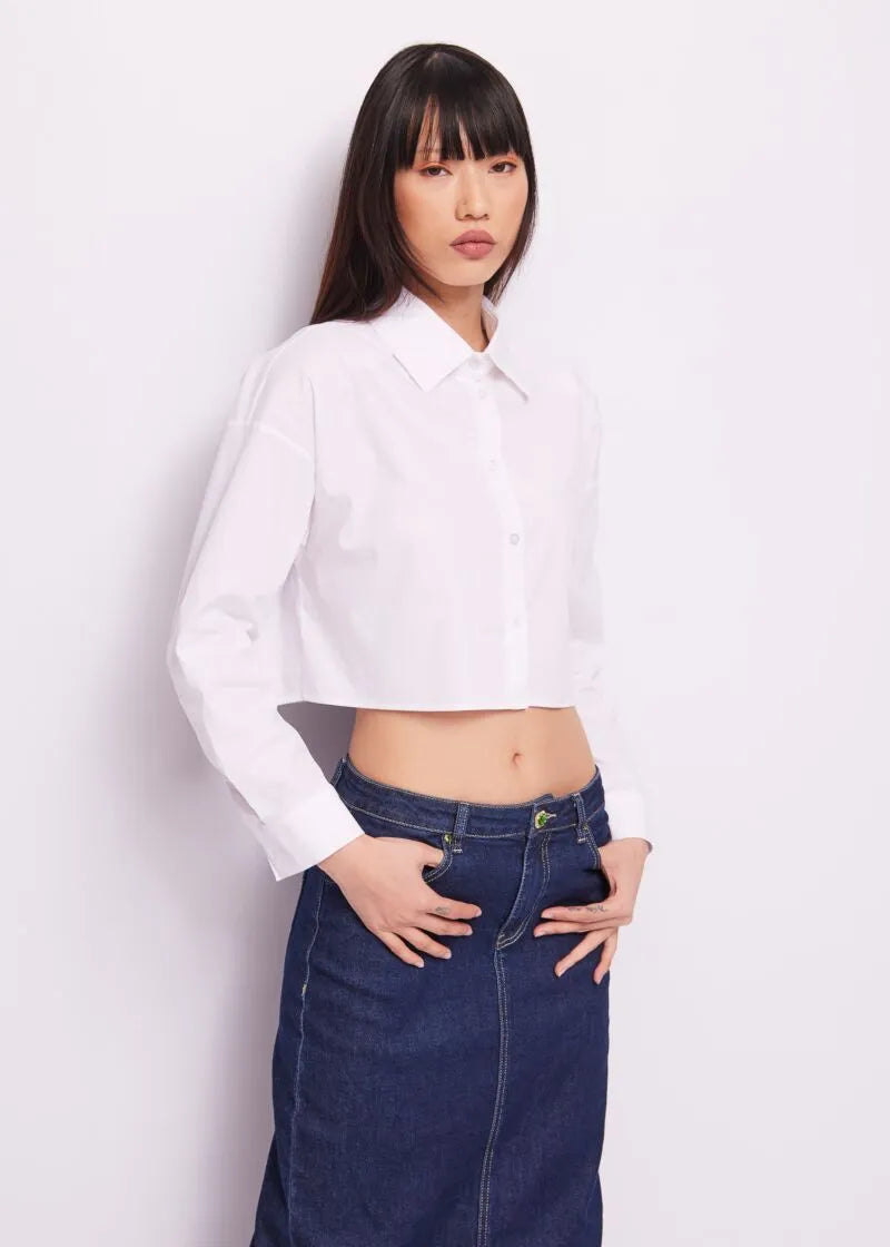 CAMICIA CROP IN COTONE