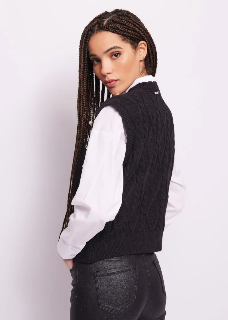 GILET IN MAGLIA CON STRASS