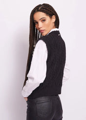 GILET IN MAGLIA CON STRASS