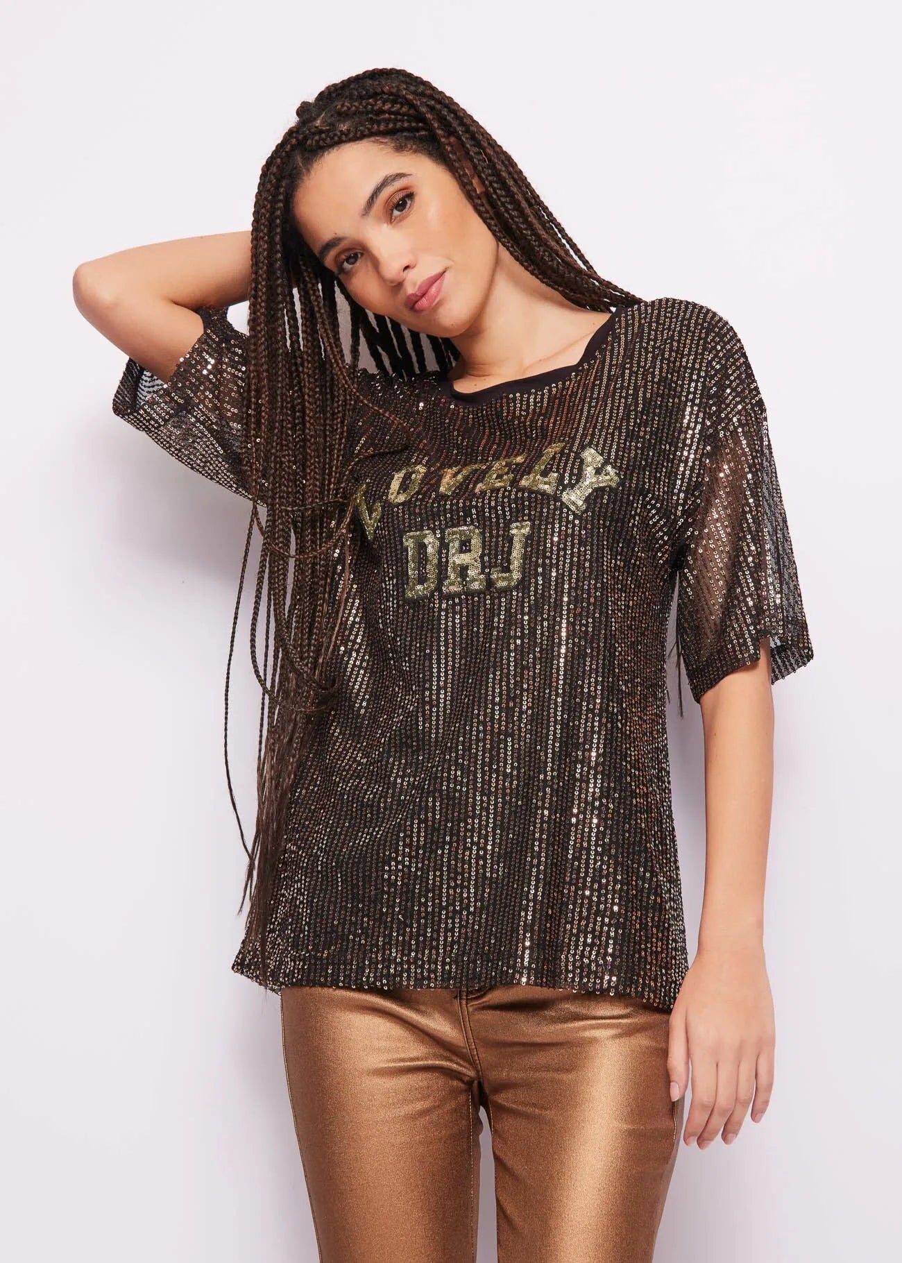 TSHIRT IN TULLE CON PAILLETTES