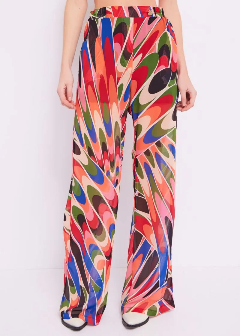 Pantaloni in georgette stampata
