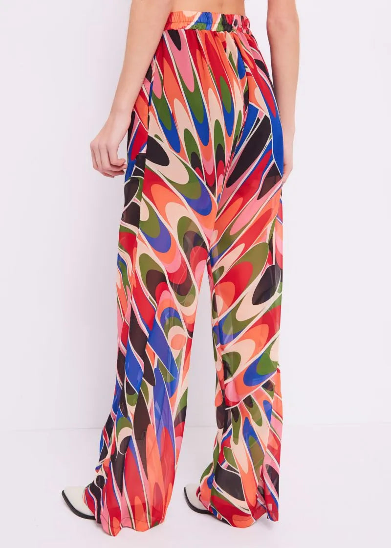 Pantaloni in georgette stampata