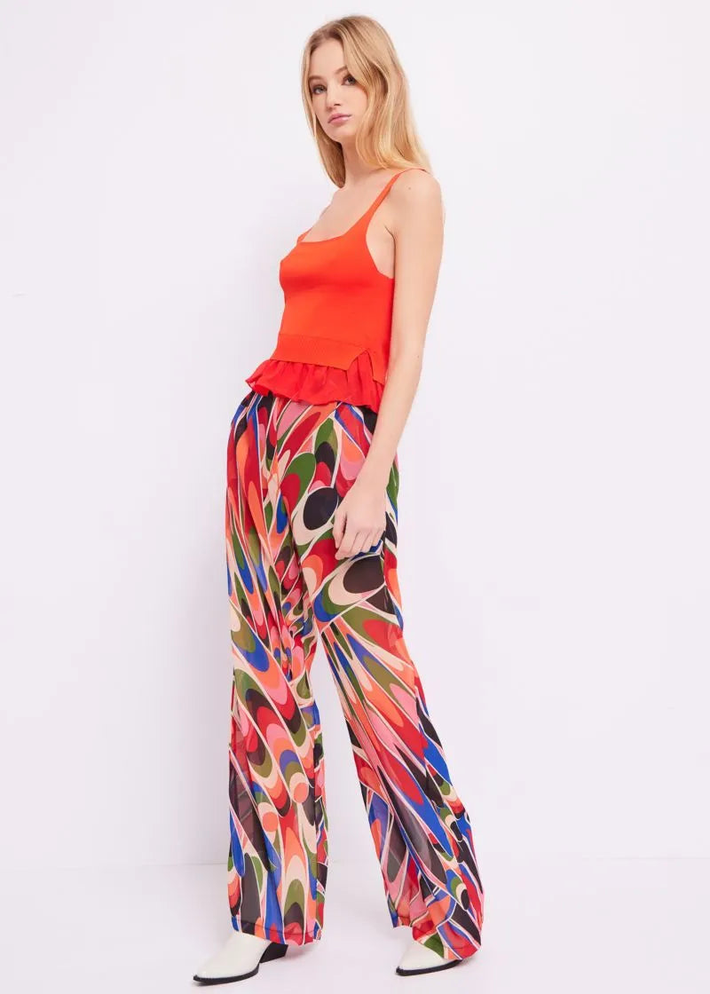 Pantaloni in georgette stampata