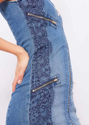 Vestito in denim con stampa