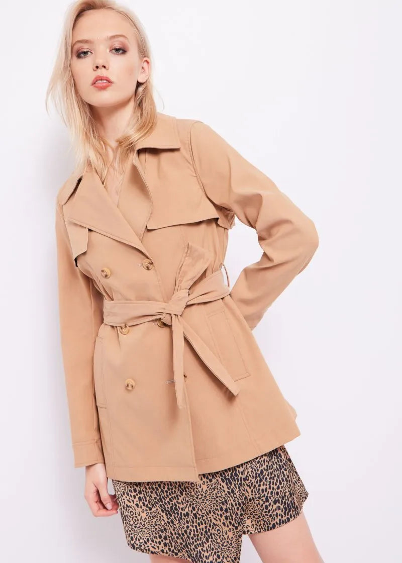 trench doppiopetto in gabardina