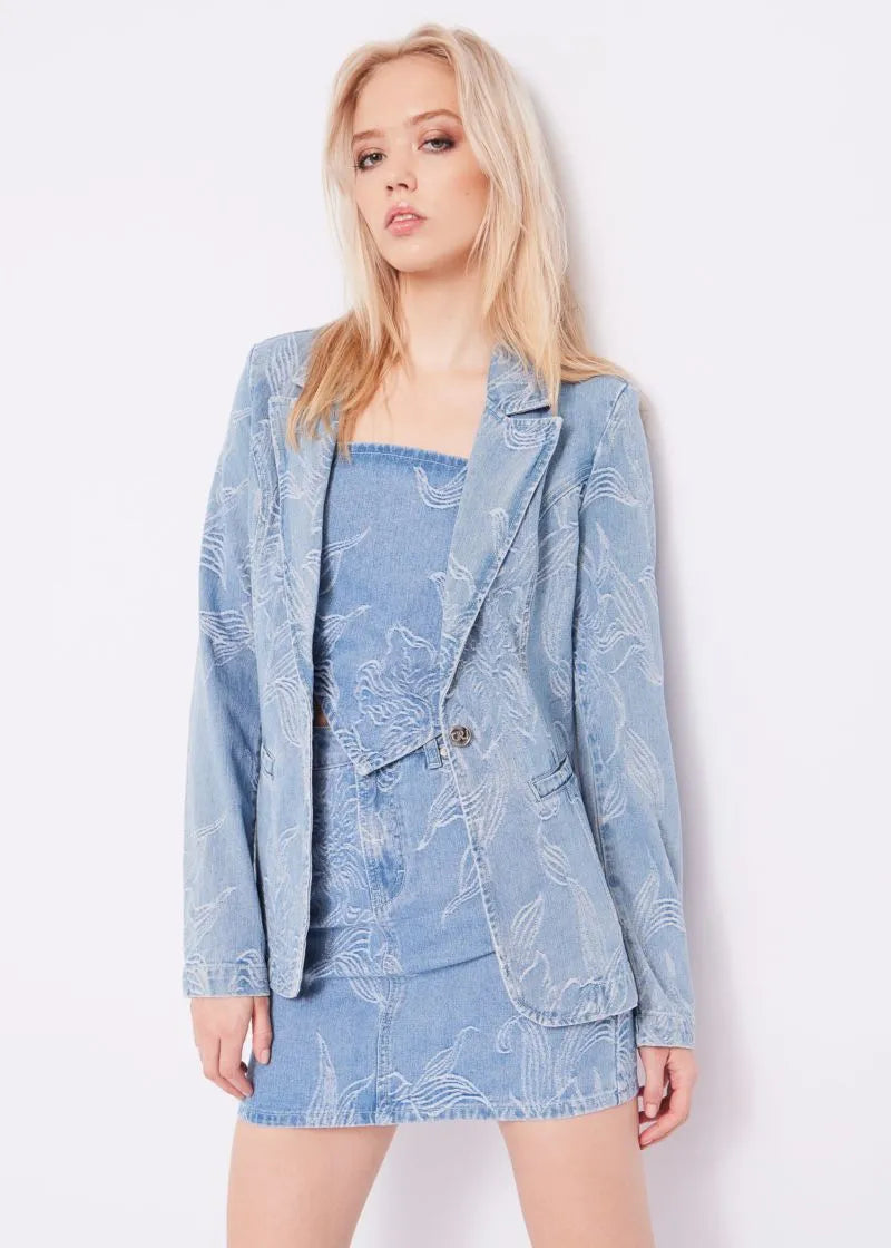 Blazer in denim jacquard