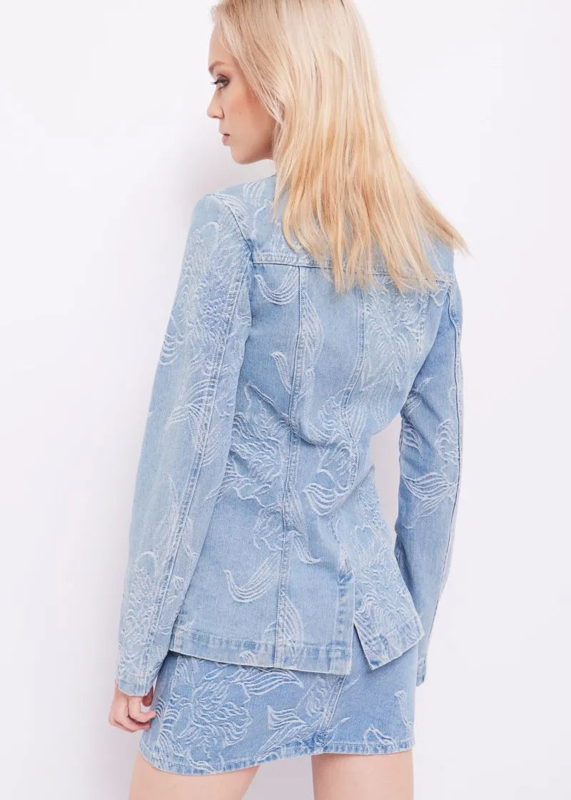 Blazer in denim jacquard
