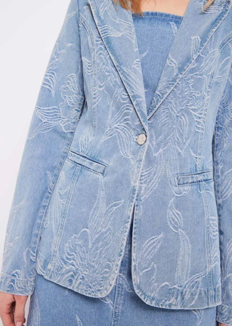 Blazer in denim jacquard