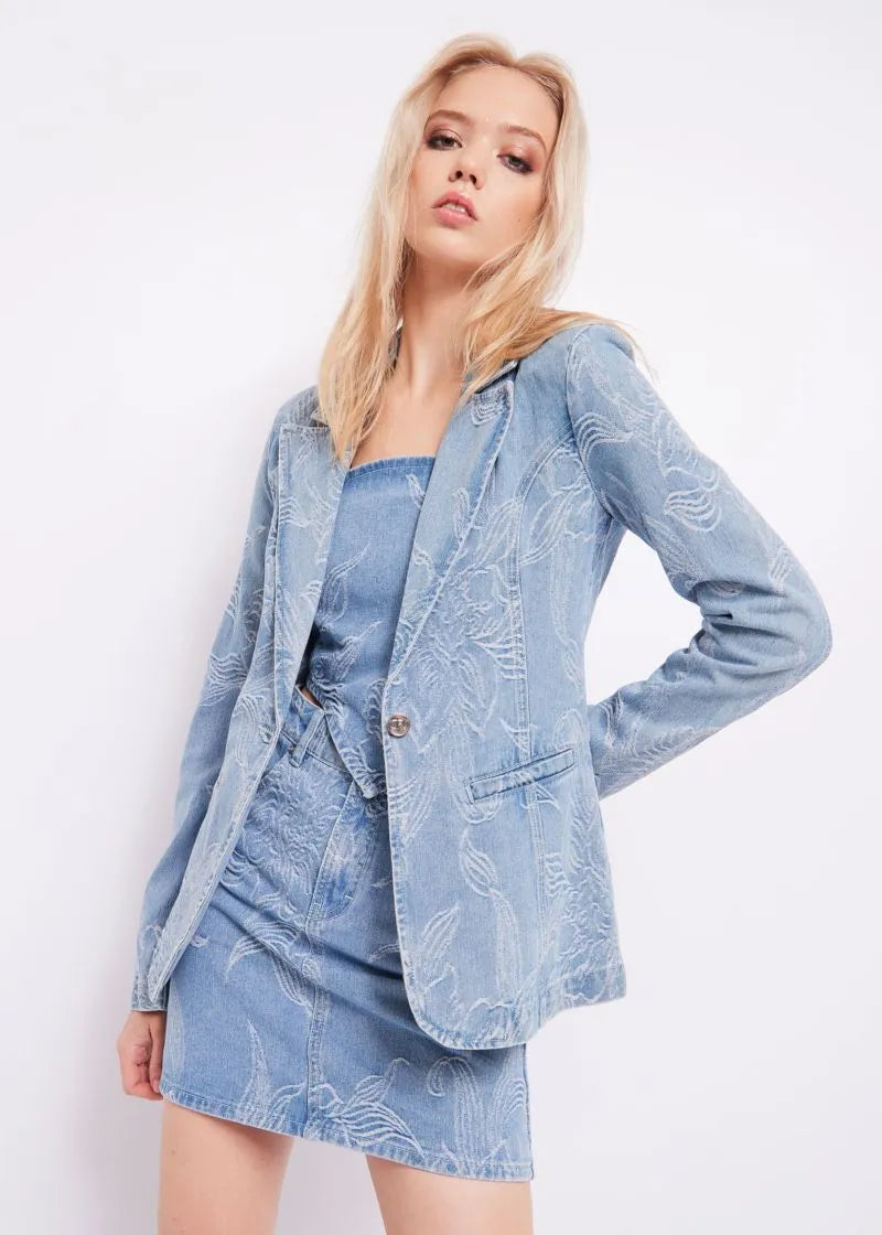 Blazer in denim jacquard