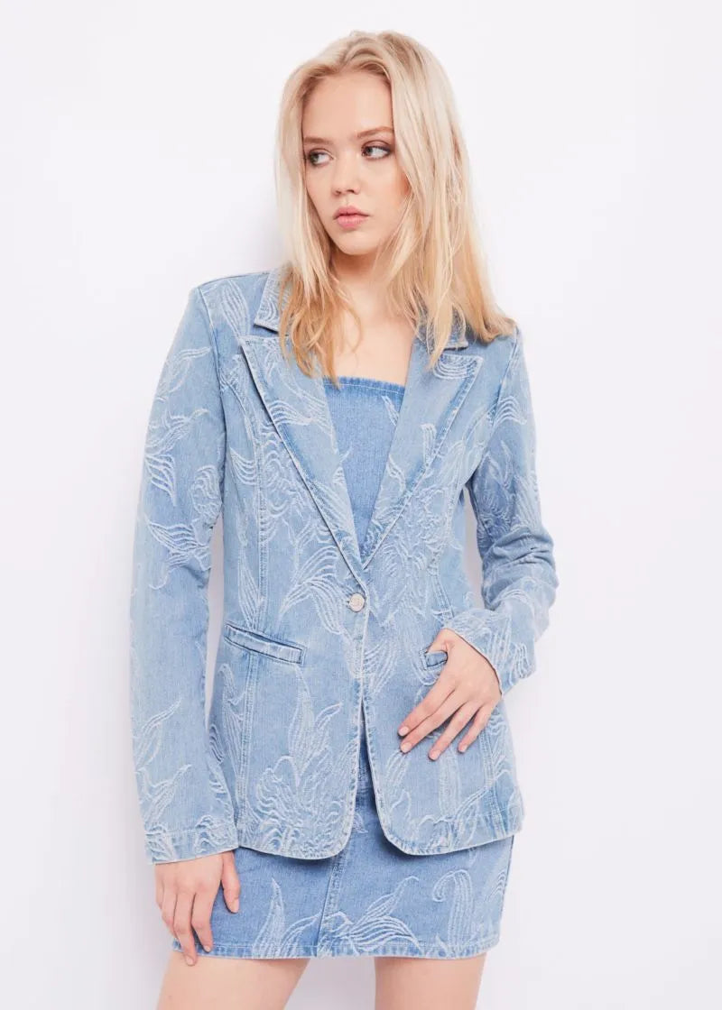 Blazer in denim jacquard