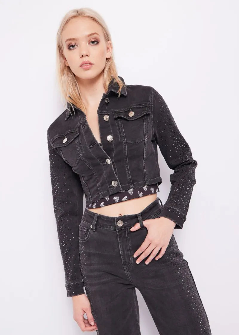 Giacca in denim con strass