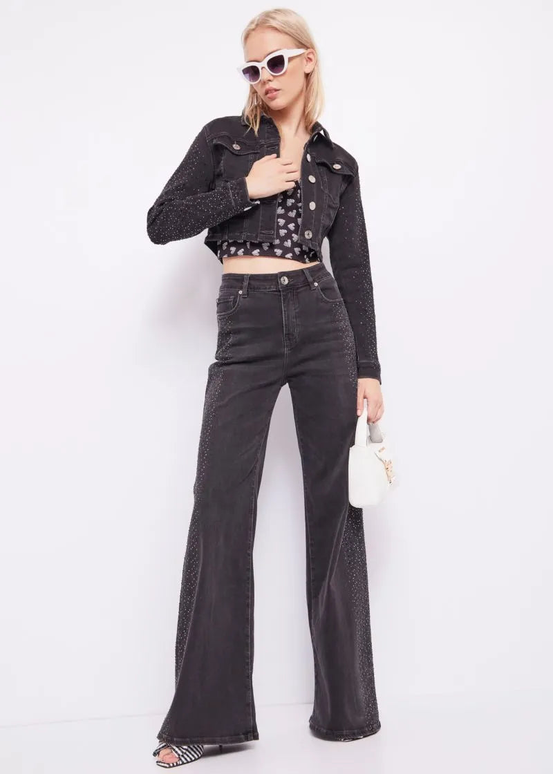 Giacca in denim con strass