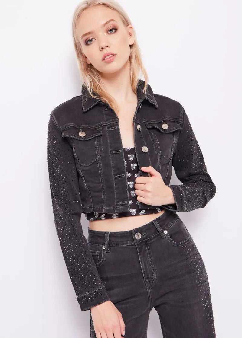 Giacca in denim con strass