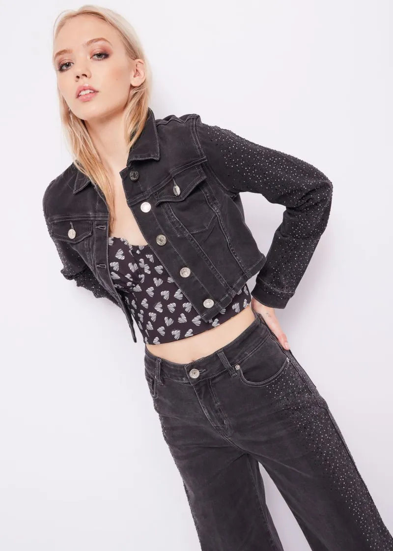 Giacca in denim con strass