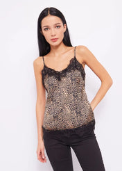 Top animalier  con pizzo