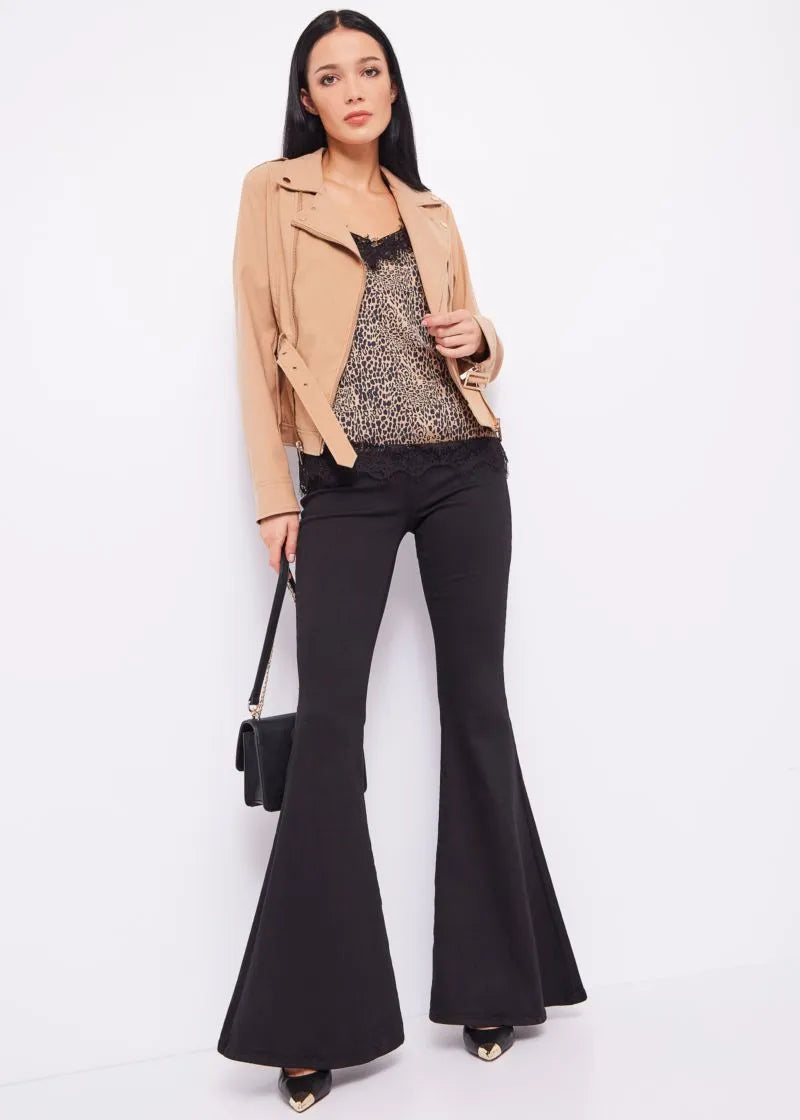Top animalier  con pizzo