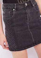 Minigonna in denim con strass