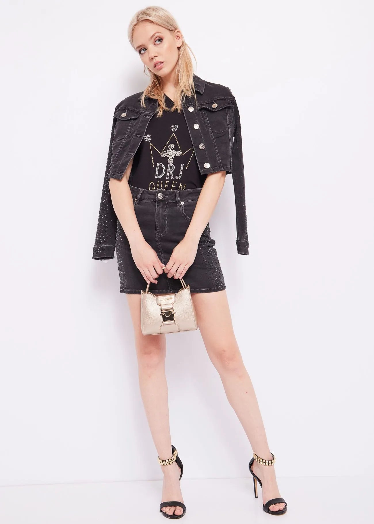 Minigonna in denim con strass