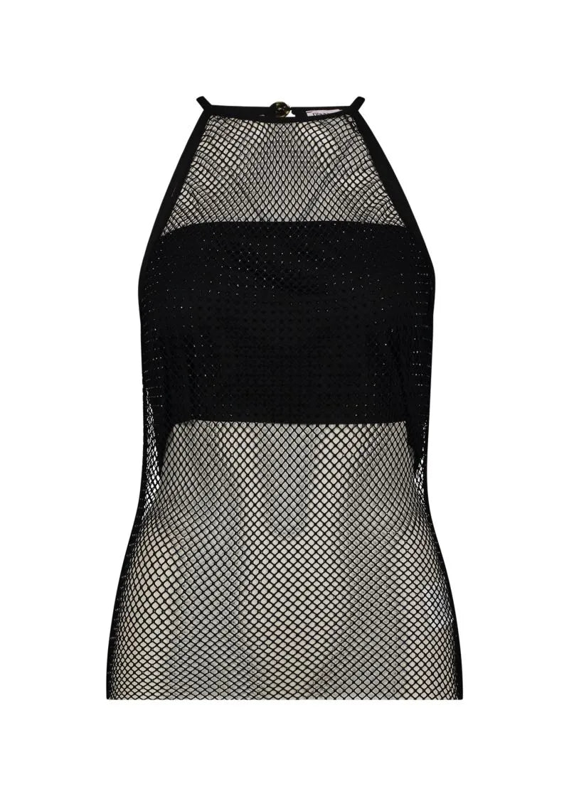Top in microrete con strass
