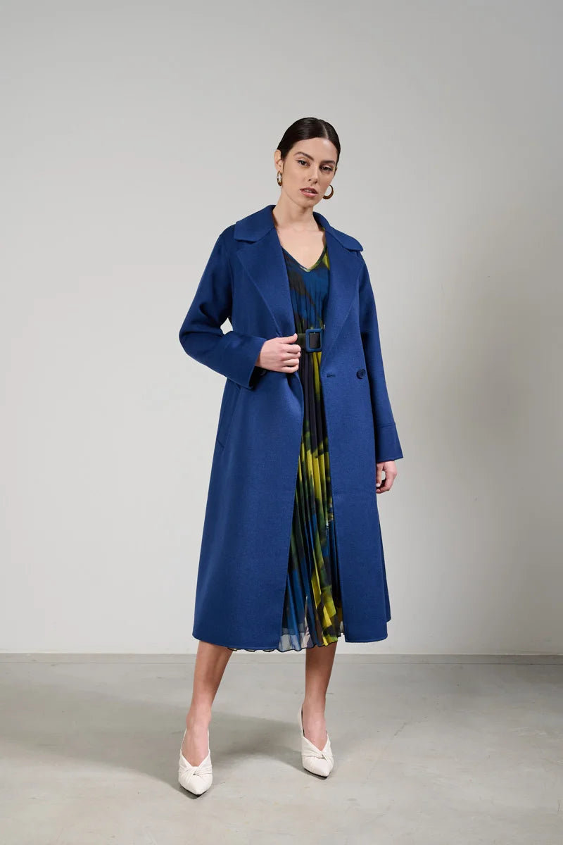 Cappotto con cintura misto lana