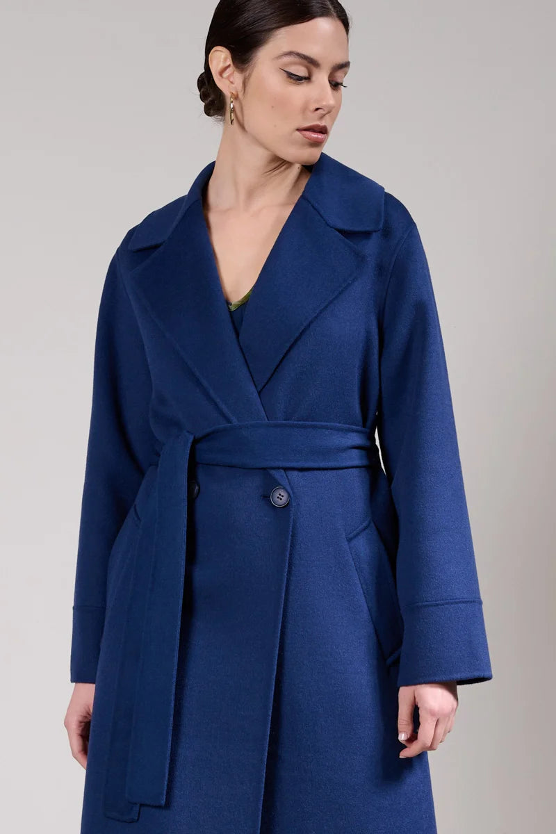 Cappotto con cintura misto lana