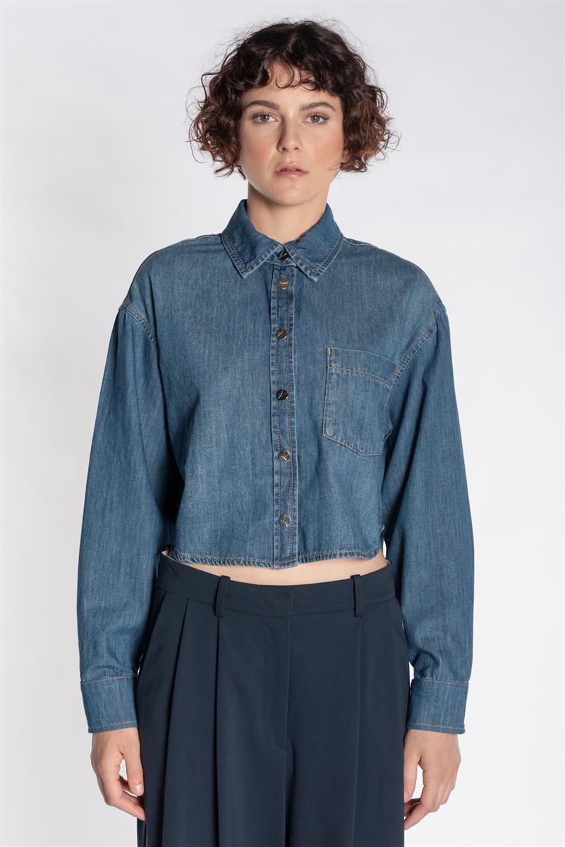 CAMICIA CROP IN DENIM