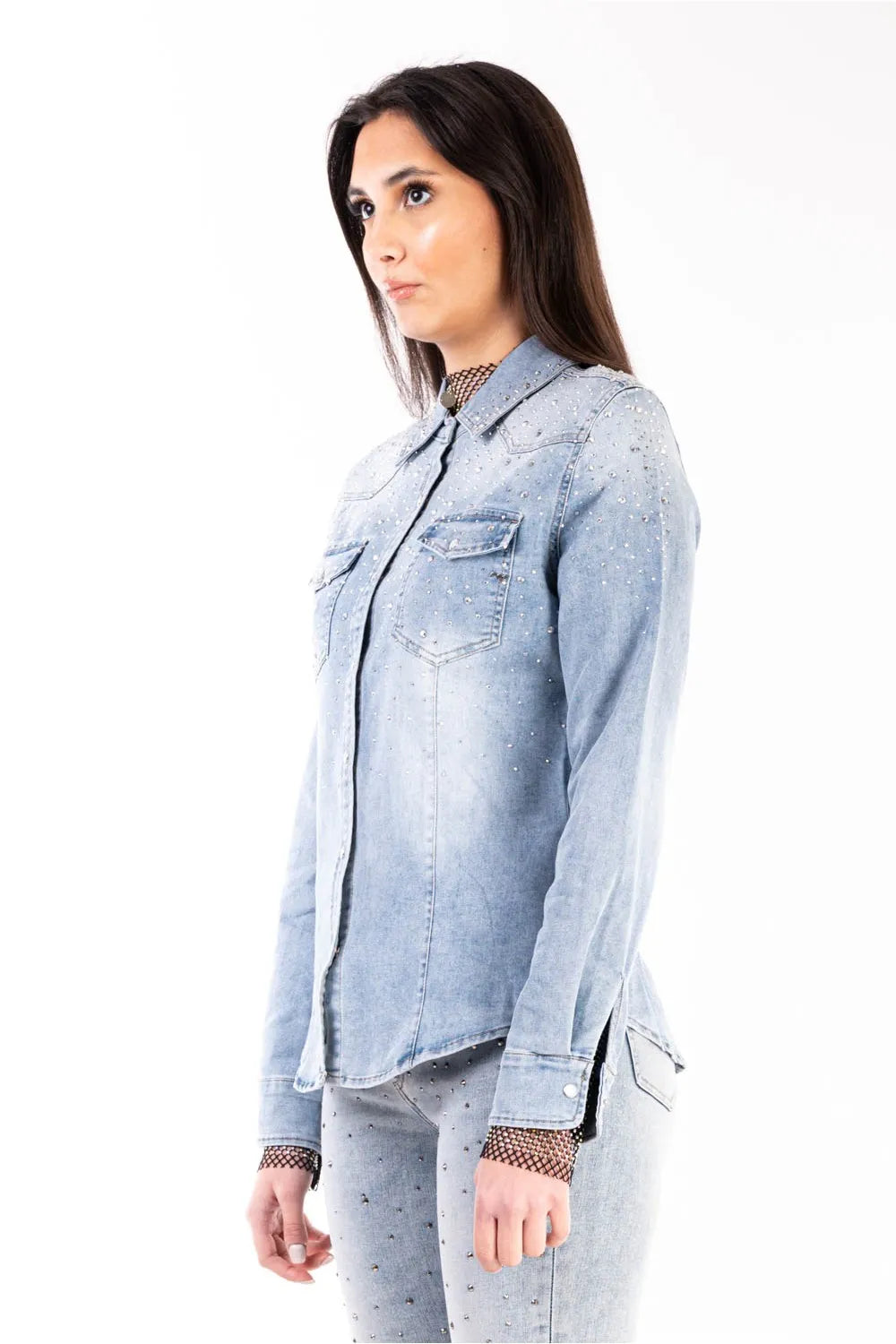 Camicia con applicazioni di strass