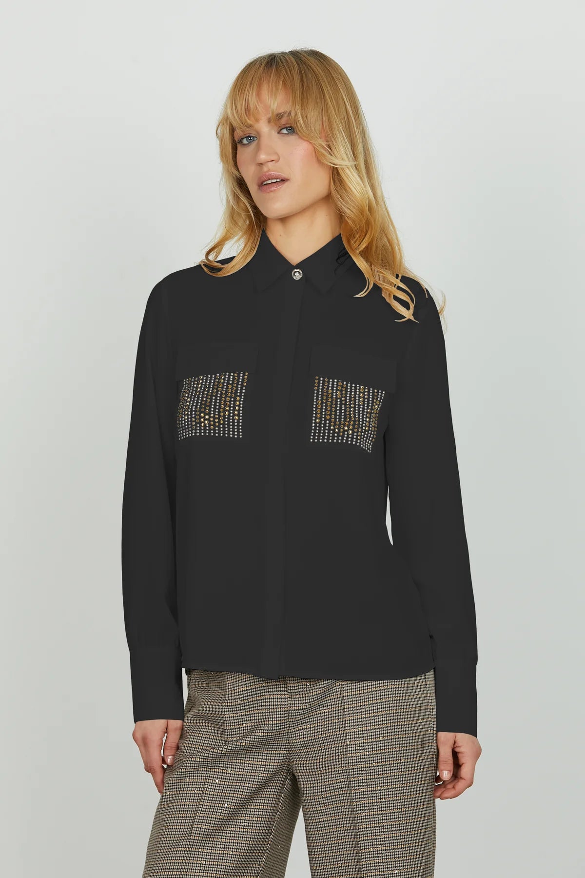 CAMICIA CON TASCHINI E STRASS