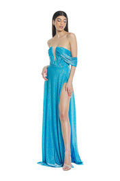 Abito lurex con spacco
