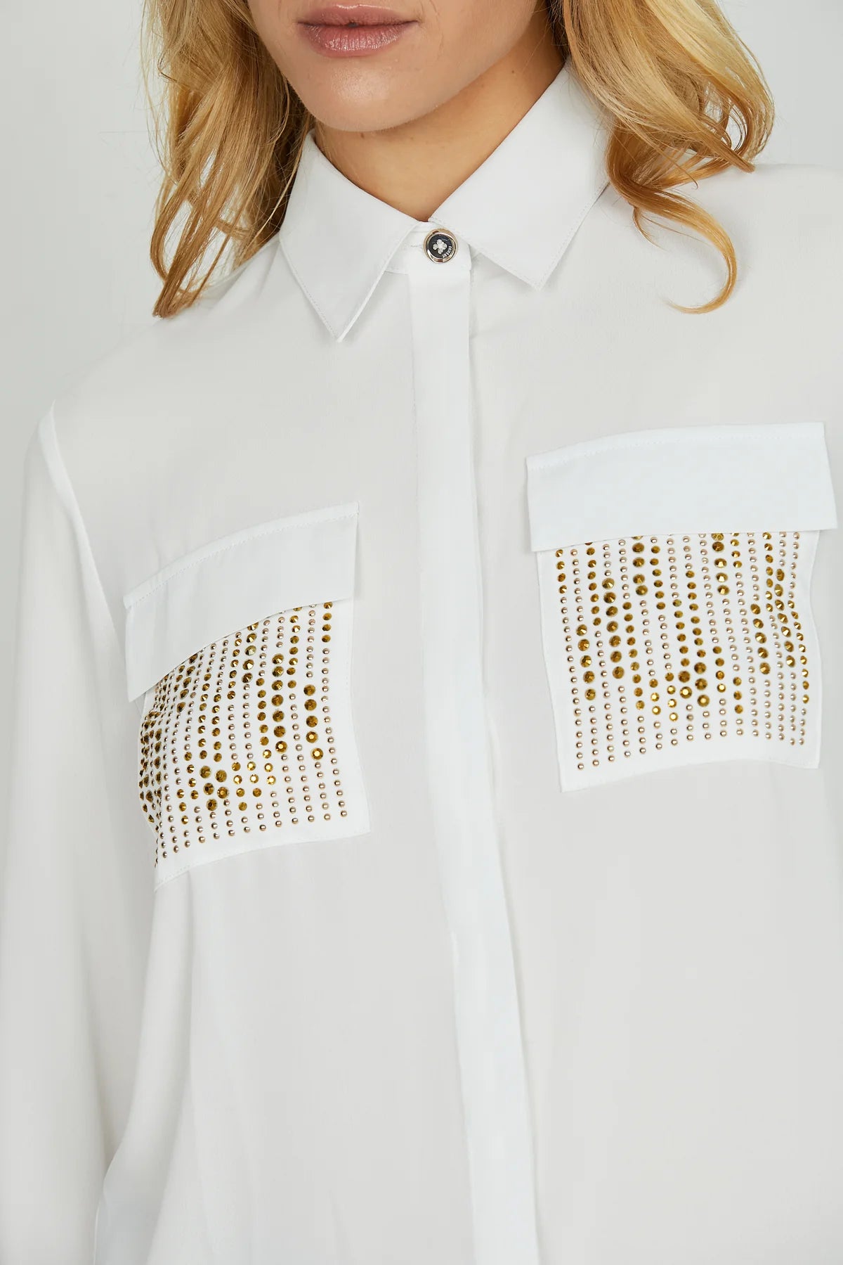 CAMICIA CON TASCHINI E STRASS