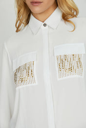 CAMICIA CON TASCHINI E STRASS