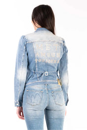 Giubbino denim con rotture