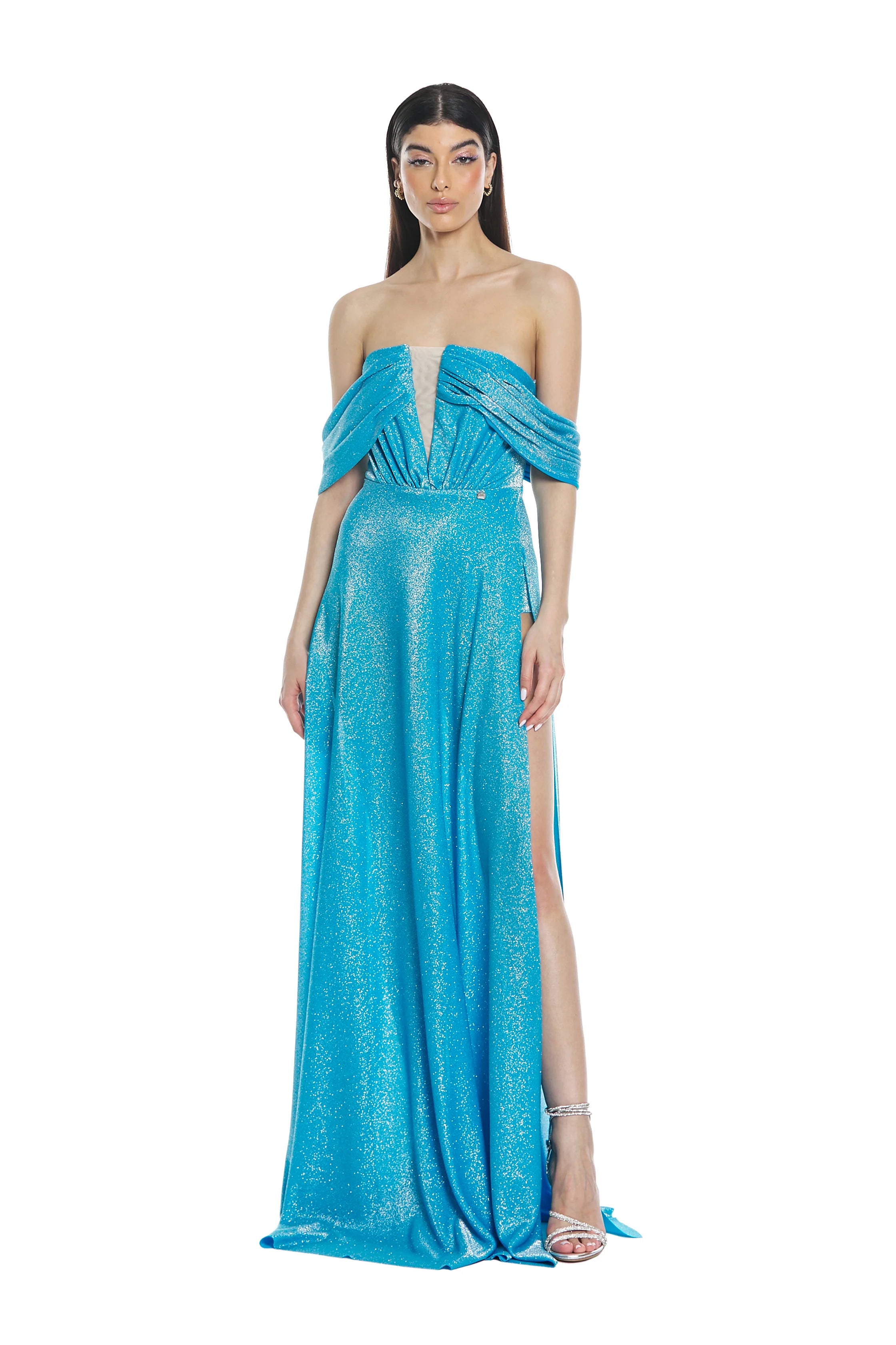 Abito lurex con spacco