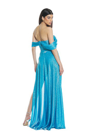 Abito lurex con spacco