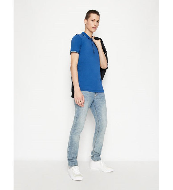 Polo in cotone bluette
