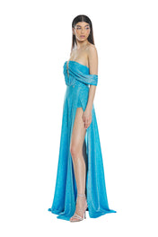 Abito lurex con spacco