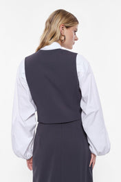 GILET CON PROFILI IN RASO