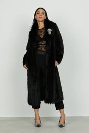 ECOPELLICCIA LUNGA CON SPILLA