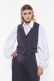 GILET CON PROFILI IN RASO